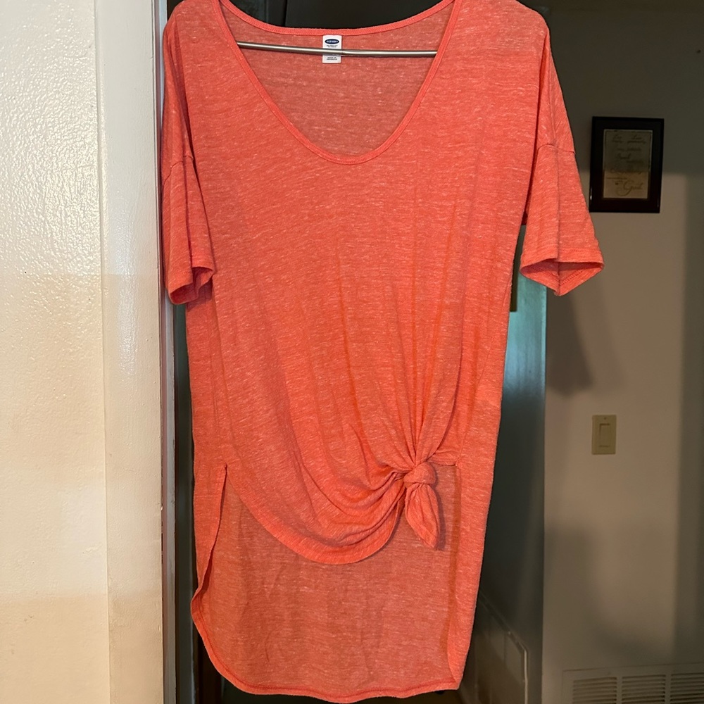 Peach color mid shirt kinda see through